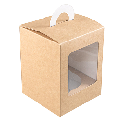 Коробка на 1 капкейк крафт с ручкой