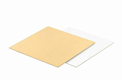 Подложка для торта "Золото/Белая" 15 см*15 см, толщина 1,5 мм